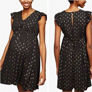 Collective Concepts Metallic Cocktail Maternity Party Dress Black Gold Women's S
